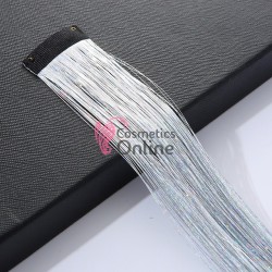 Extensie de par suvita simpla dreapta Vigurous de 50 cm cu clips SUV139 - Argintiu cu Reflexii Holografice